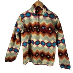 Patagonia Synchilla Woman's Size M Twisted Timber Cinder Red Fleece Pullover